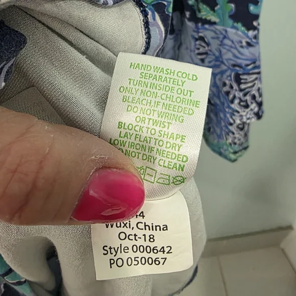 Lilly Pulitzer Blue and Green Bell Sleeve Sundress Euc - Picture 5 of 9